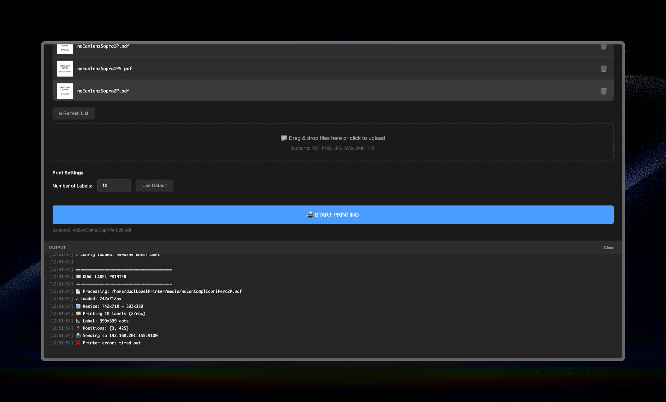 Dual Label Printer — ZPL Automation Tool 4